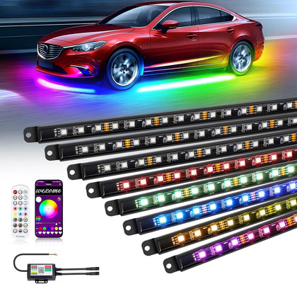 OPP ULITE Car Led Underglow Lights Aluminum Dream Chasing Color Accent Light Bar (8PC)