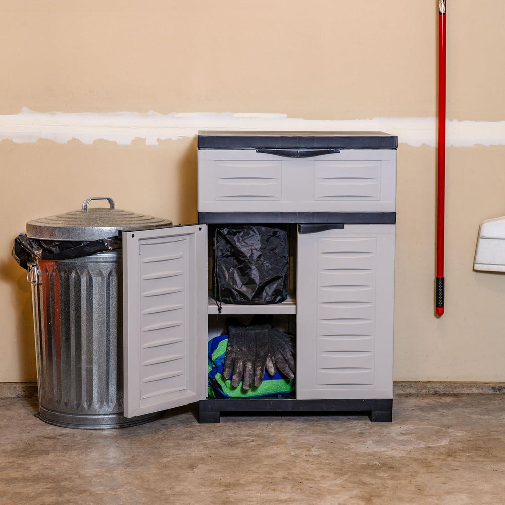 Sunnydaze 34.5" Garage Storage Cabinet with Adjustable Shelf, Gray