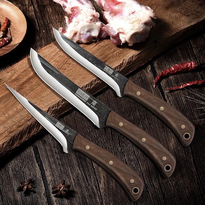 Butcher Knife Set 3-Piece, Super Sharp Hand Forged Fillet Knife & Dividing