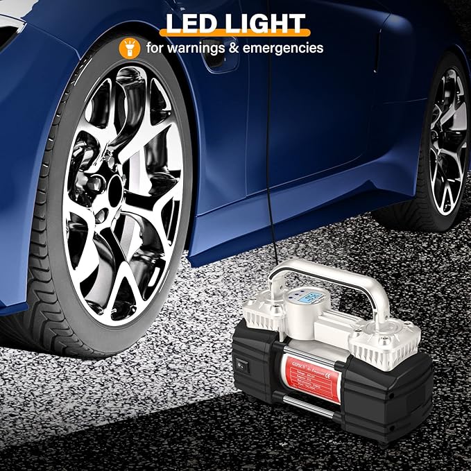 GSPSCN Digital Tire Inflator, Portable Toolbox 12V Air Compressor Pump Heavy