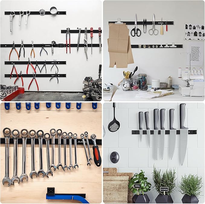 4 Pieces 18" Magnetic Tool Holder Strip, Metal Tool Organizer Rack