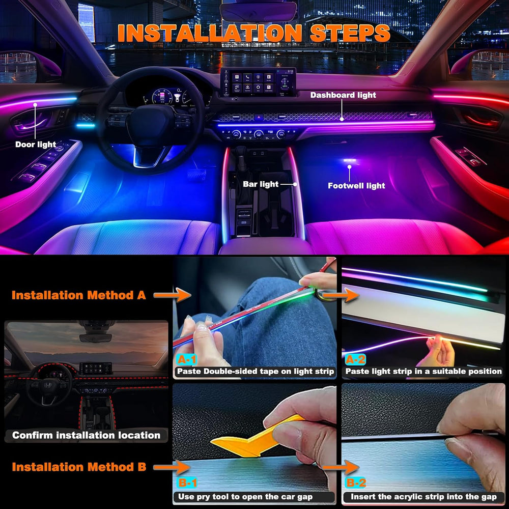 Interior Car LED Strip Lights with Dream Color, Ambient Lighting