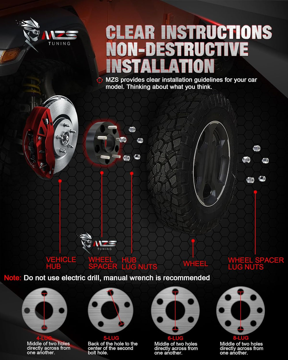 MZS 5X5 Wheel Spacers, 1.5" Thick - 5X127 Bolt Pattern 71.5mm Hub Bore M...