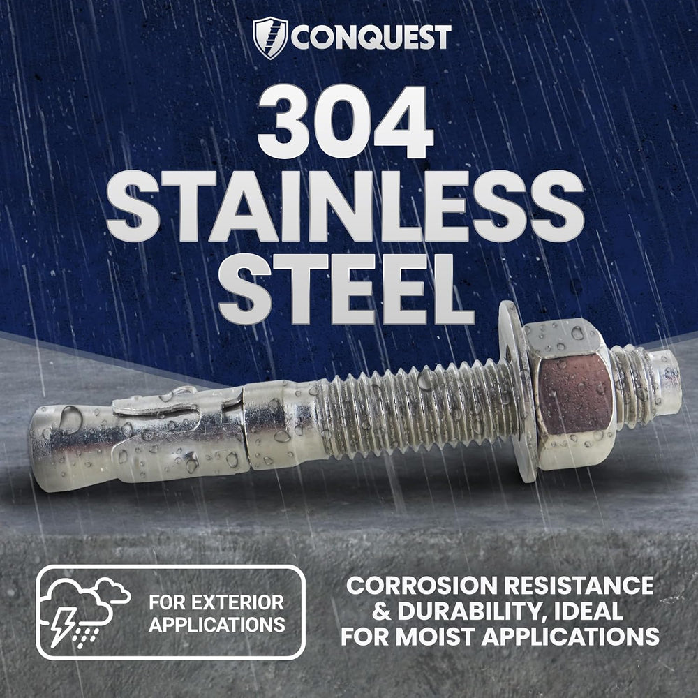 Conquest 304 Stainless Steel Wedge Anchors for Concrete 1/2” x 7”