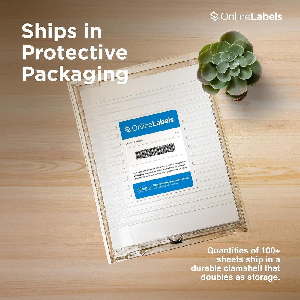OnlineLabels 8.5" x 11" Sticker Paper - Weatherproof Polyester - 10...