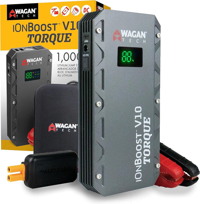 Wagan EL7507 Jump Starter iOnBoost V10 Torque 1000Amp Peak 12V Portable Lithium