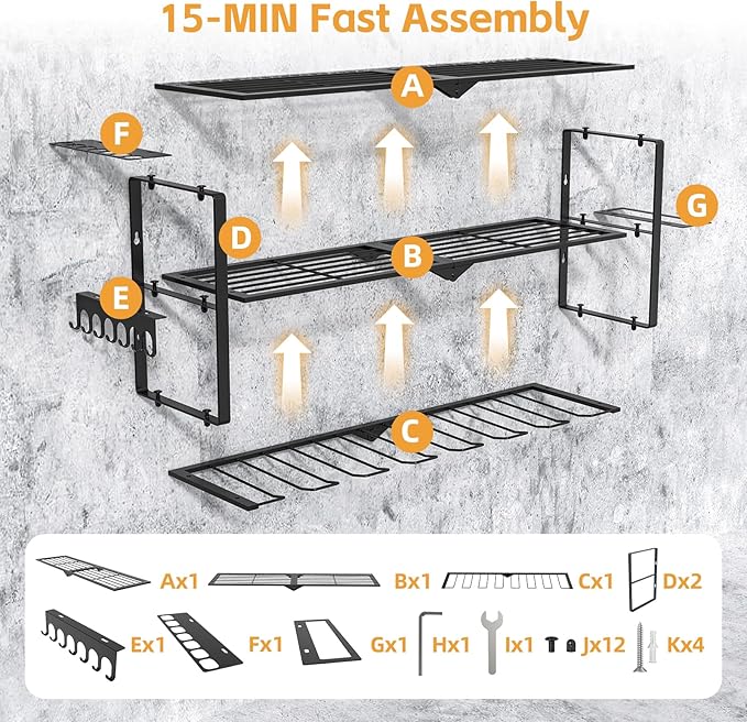 Power Tool Organizer Wall Mount Cordless, 15 Min Fast Install Metal Garage Tool