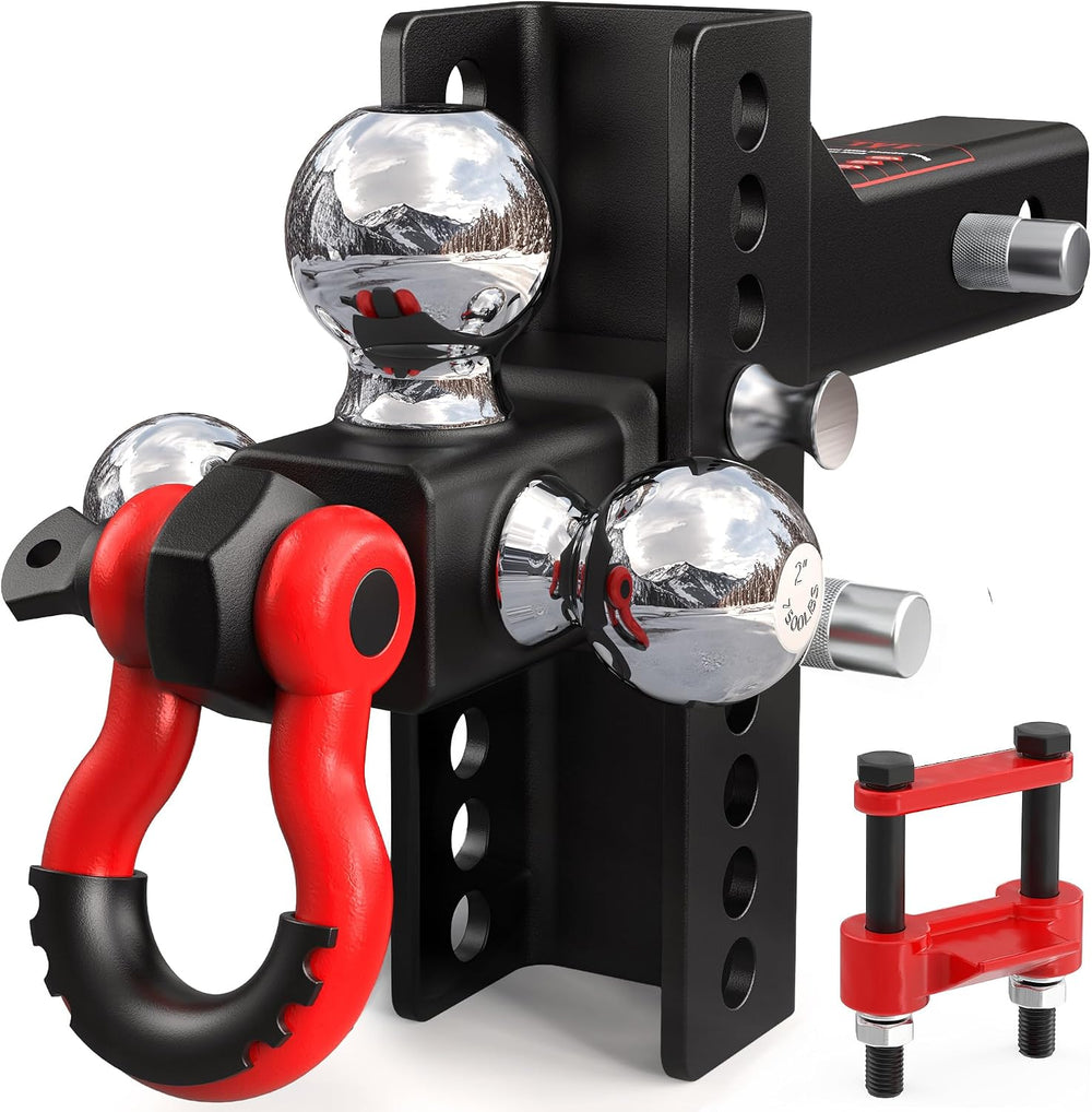 TYT Adjustable 4-in-1 Tri-Ball Hitch Ball Mount for 2-Inch Receiver