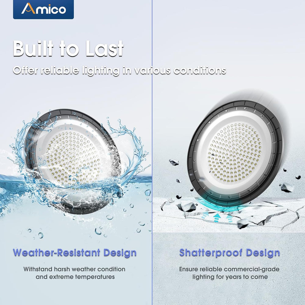 Amico 10 Pack UFO LED High Bay Light 150W 21000lm 5000K, UL Listed