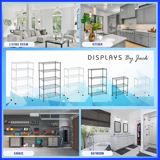 Displays By Jack 4 Tier Wire Shelving Unit Storage Rack, Metal Heavy Duty