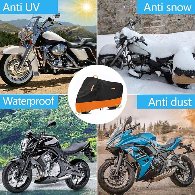 Powersports Vehicle Covers Black & Orange Waterproof Motorcycle Cover