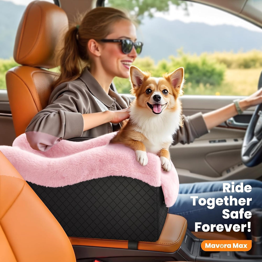 Center Console Dog Car Seat for Small Dogs Under 11lbs, B-Pink