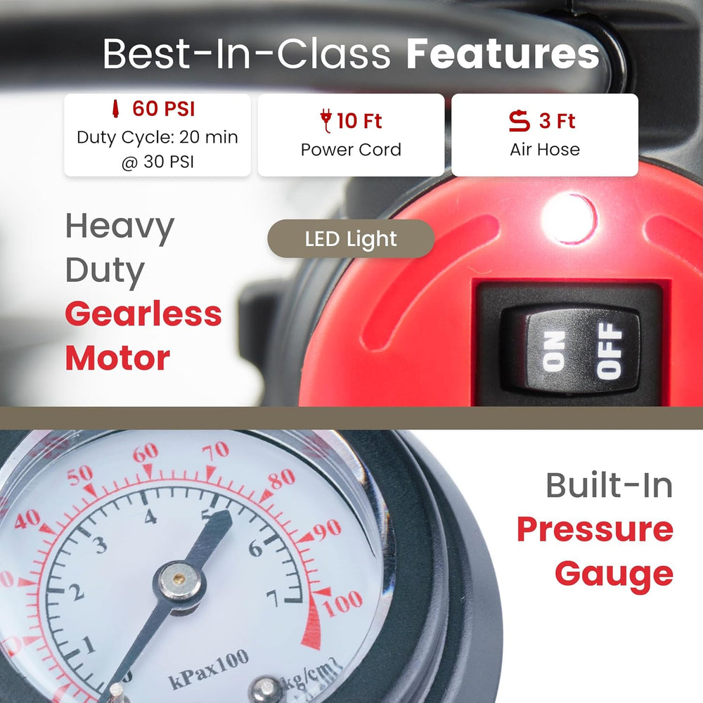 VIAIR 85P/00085 Portable Tire Inflator, 12V Air Compressor for Cars & SUVs