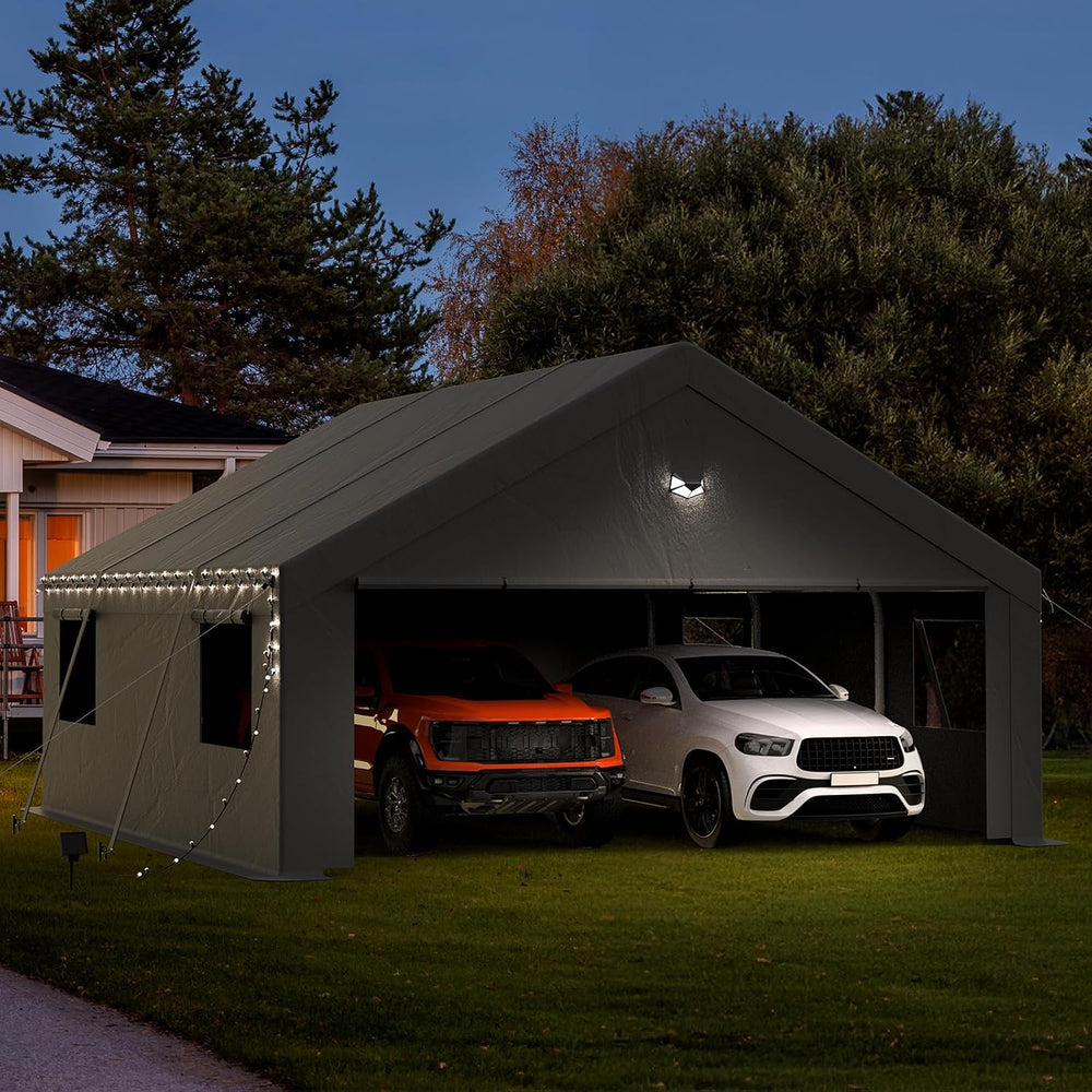 20x20 Heavy Duty Carport, Portable Garage with Doors & Windows