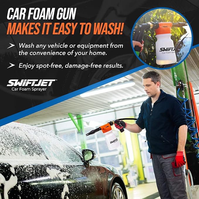 SwiftJet Car Wash Foam Gun + Microfiber Wash Mitt