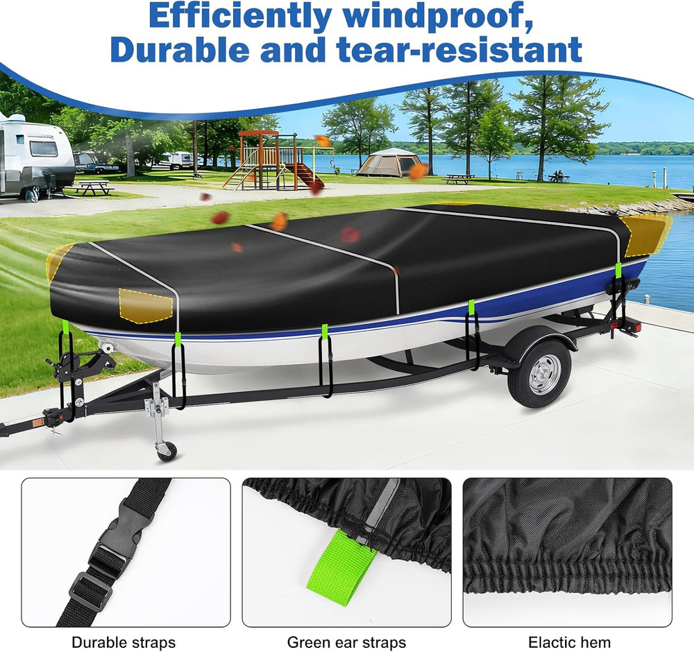 900D Oxford Jon Boat Cover 14-16FT, Waterproof Trailerable