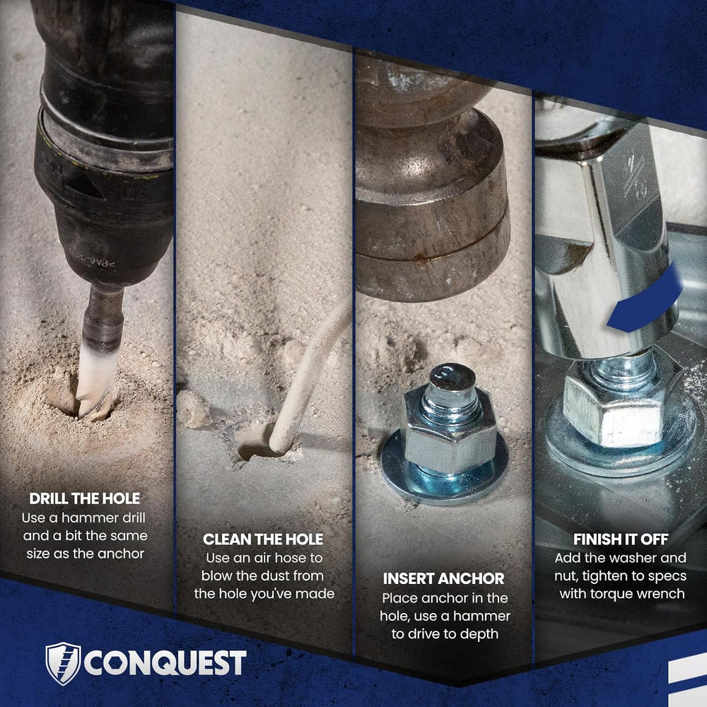 Conquest 304 Stainless Steel Wedge Anchors for Concrete 1/2” x 7”
