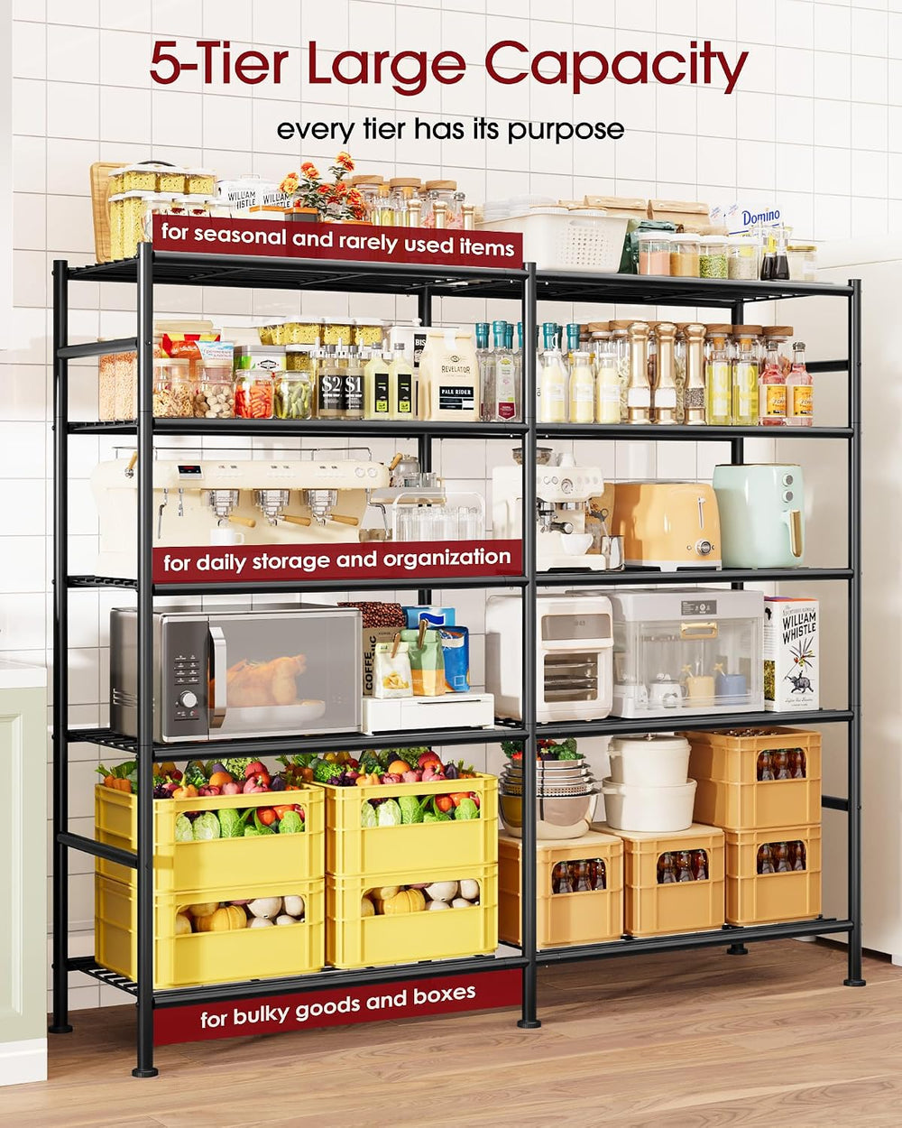 Sakugi 5-Tier Heavy-Duty Garage Storage Shelves, 59.1"x15.7"x69.2&q...