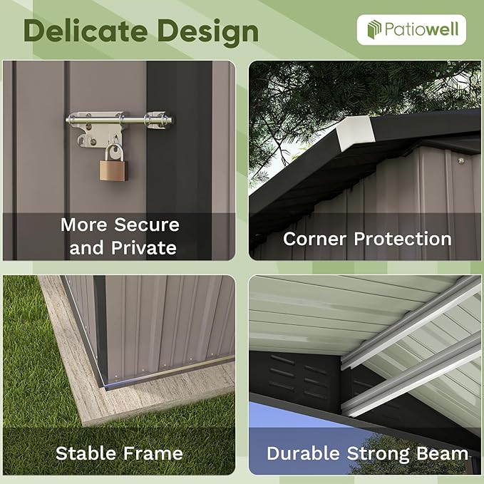 Patiowell 6x4 FT Outdoor Storage Shed, Garden Tool Storage Shed