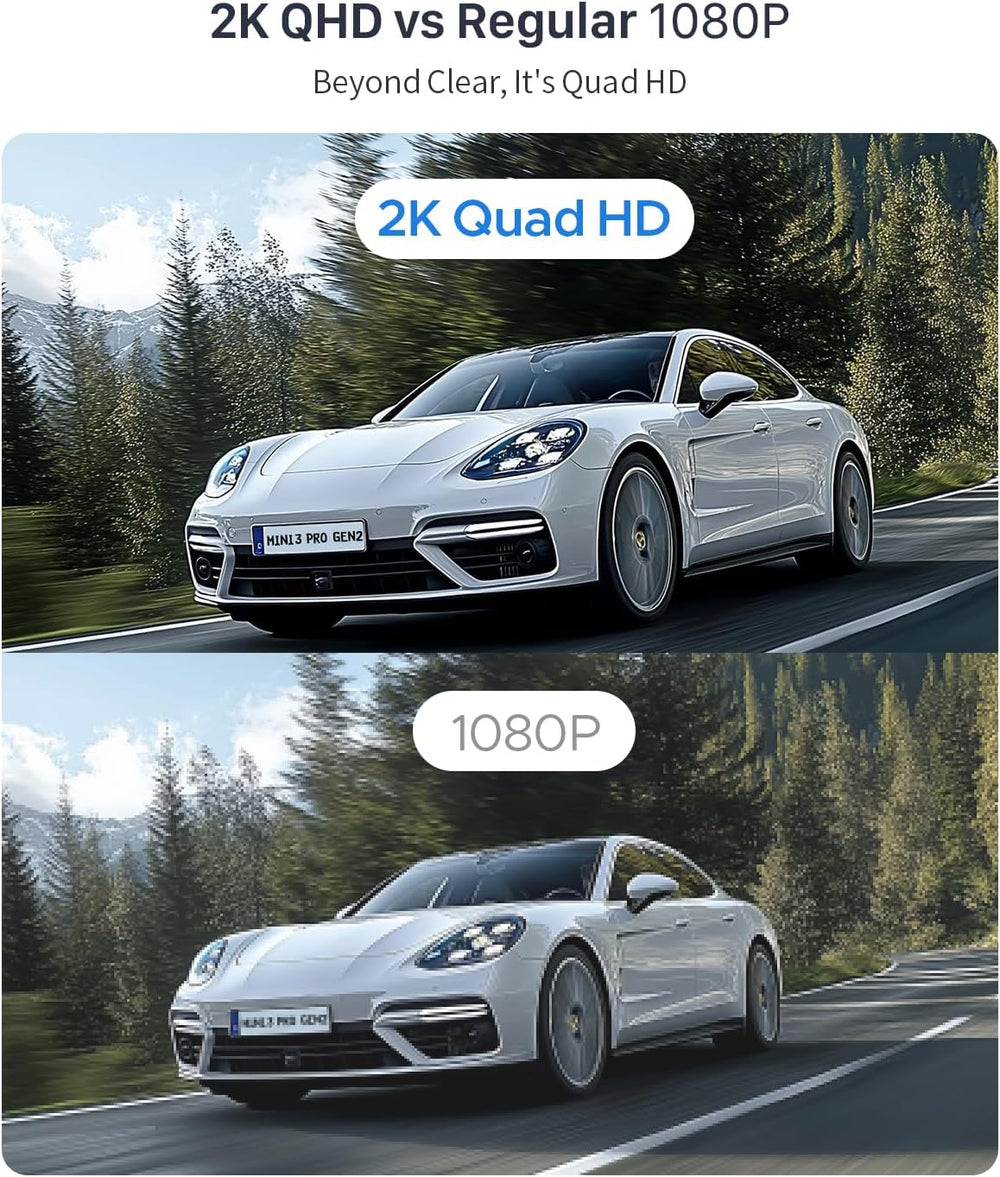 KAWA 2K Dash Cam, Stealth Display & Voice Control & WiFi Car Camera