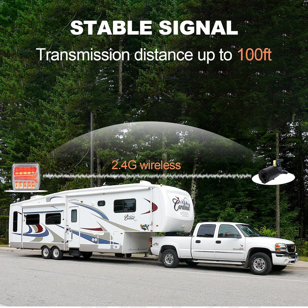 CD033 Magnetic Wireless Trailer Lights w/Flood Beam, Tow Light Kit
