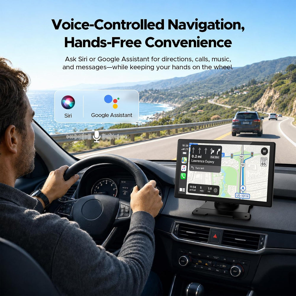 9" Wireless CarPlay Screen, 4K Front + 1080P Rear Dual Dash Cam