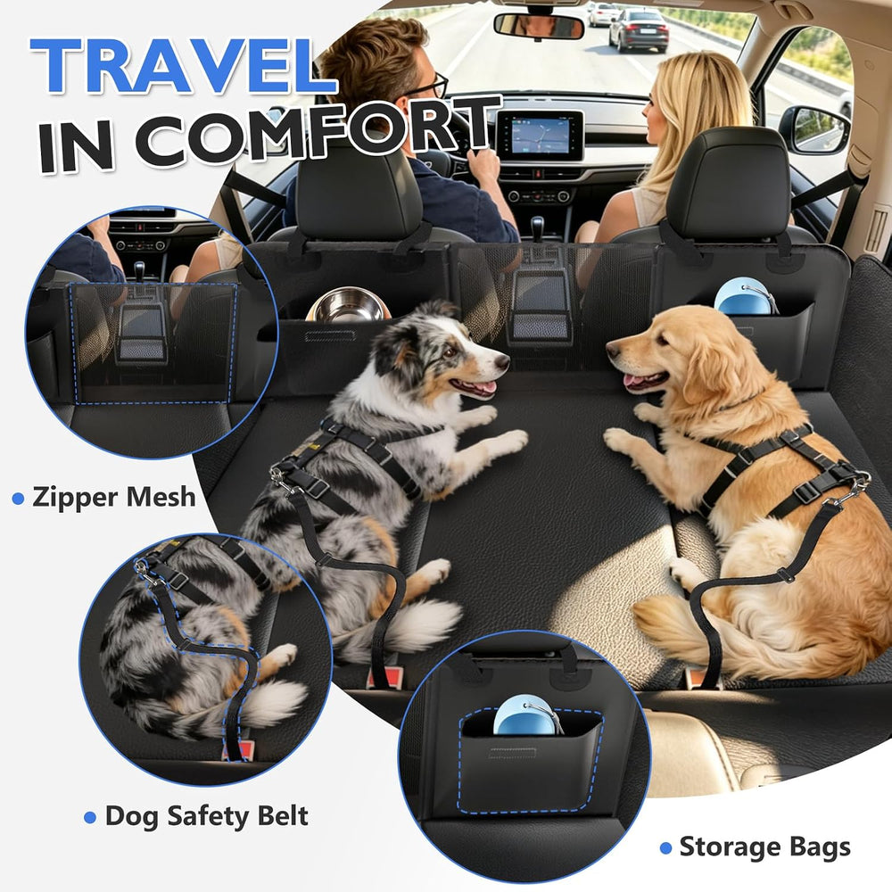 Hard Bottom Dog Car Seat Cover for Back Seat, PU Leather Extender