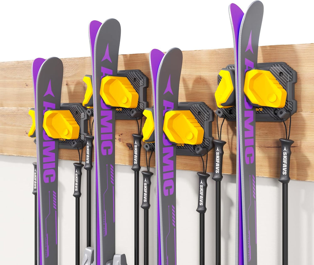 Ski & Snowboard Wall Rack for Garage Wall Fits Any Ski/board, Ski Wall Mo...