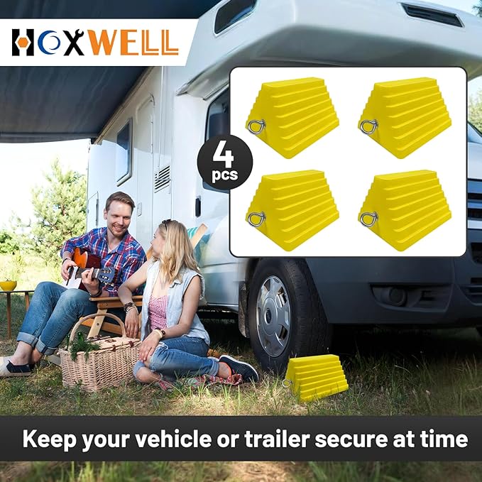 Premium 4 pcs Heavy Duty Wheel Tire Chocks, Vehicle Chocks