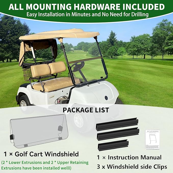 Golf Cart Foldable Windshield 3/16" Thicken Only Fits 2003-2006 Yamaha G22