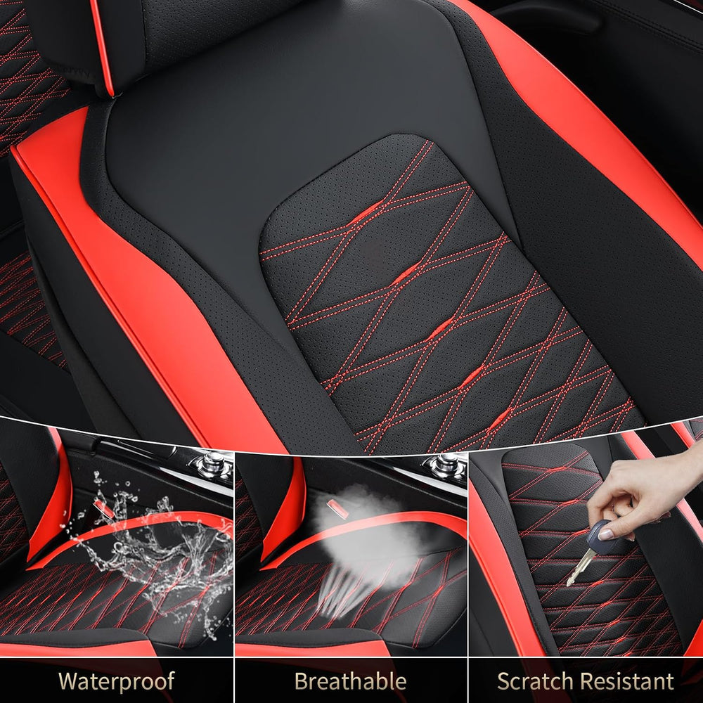 Leather Seat Covers, Car Seat Covers Full Set, Car Seat Protector Waterproof,...