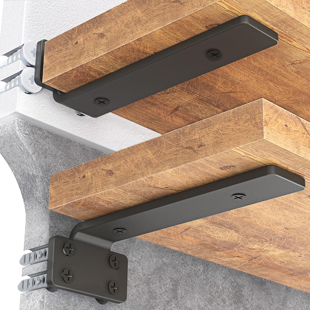 Goovilla Shelf Bracket, Floating Shelf Brackets 8 inch Long, 6 Pack, Black