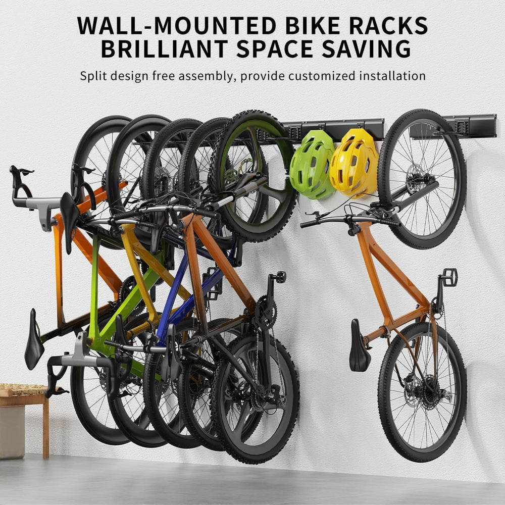 Housolution Bike Storage Rack 64Inch for 6 Bikes + 5 Helmets, Up to 500lbs