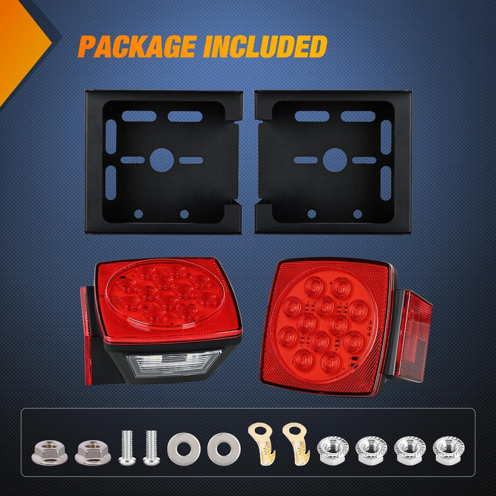 Nilight Square LED Trailer Light Kit 2PCS Stop Turn Tail Side Marker Light