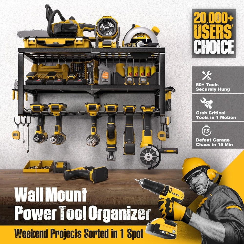 Power Tool Organizer for Tool Storage, Drill Holder Wall Mount with Screwdriv...