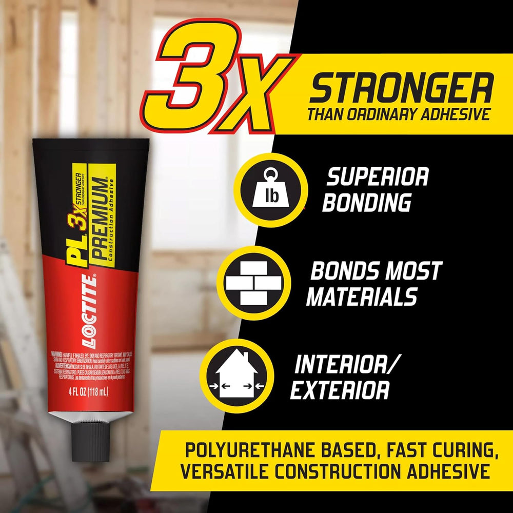 Loctite PL Premium Polyurethane Construction Adhesive, 4 fl oz Squeeze Tube, ...