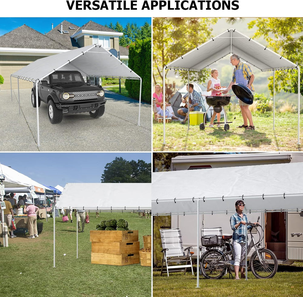 10 x 20 Ft Carport Replacement Canopy Cover Garage Top Tent Shelter Tarp with...