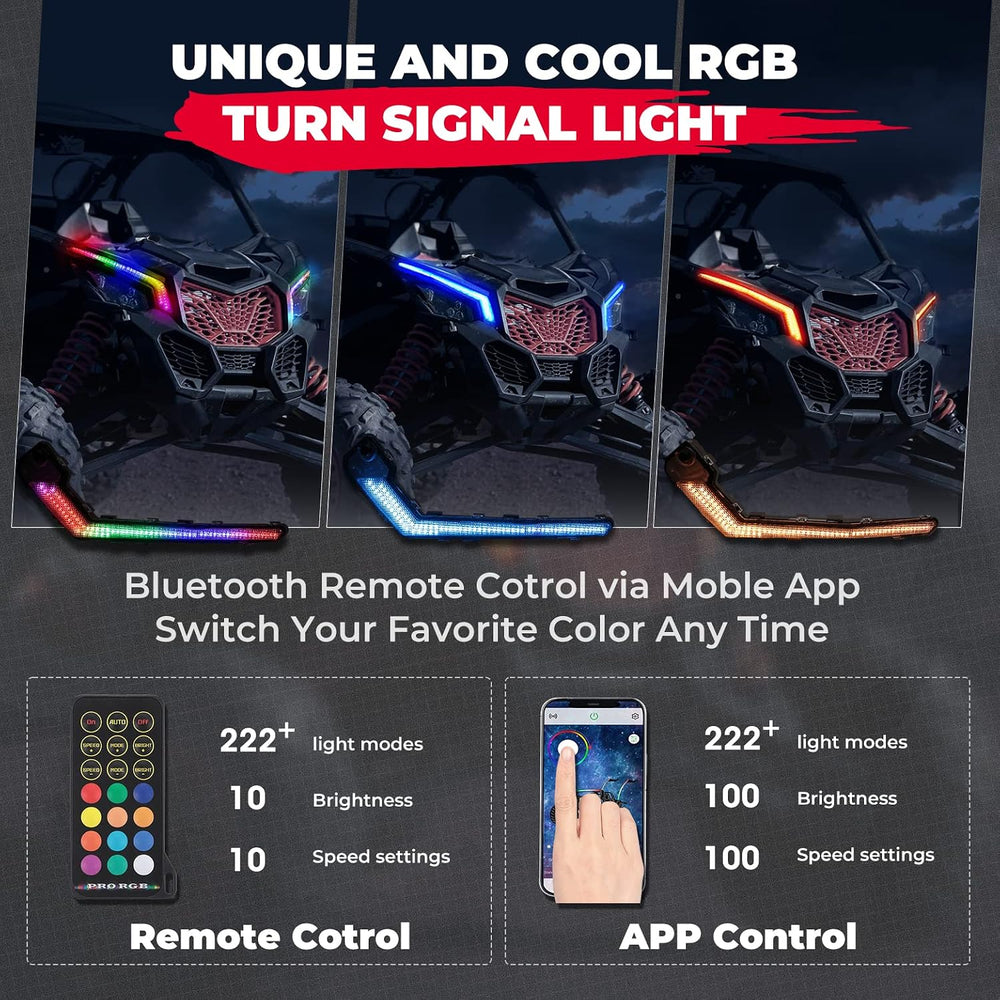 KEMIMOTO X3 Fang Lights RGB Compatible with 2017-2026 Can Am X3/MAX