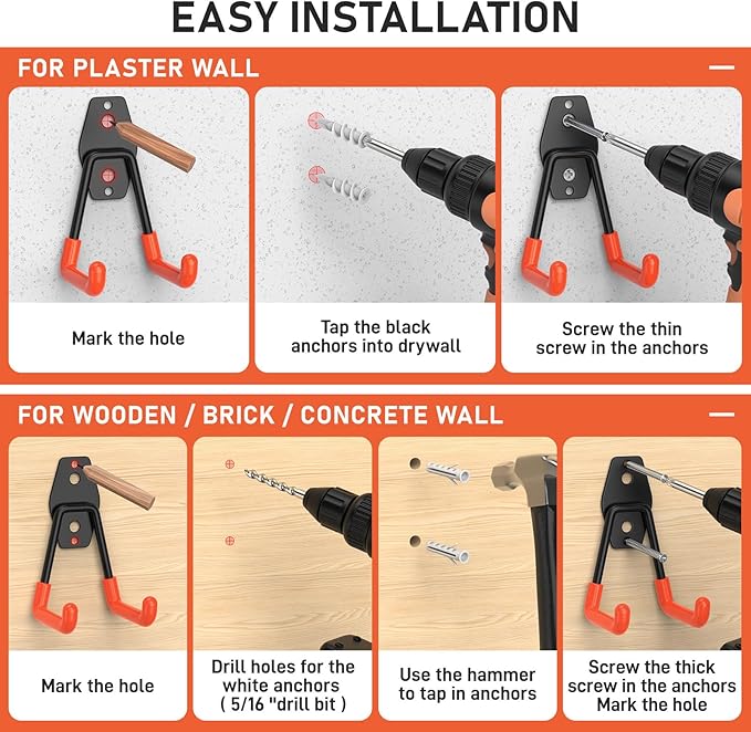 30 Pack Garage Hooks with Anti-Slip Coating, Heavy Duty Wall Mount Storage Ho...