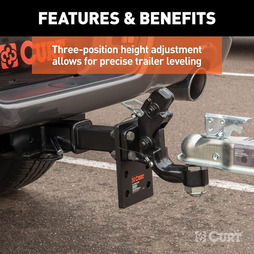 CURT 48325 Adjustable Pintle Mount for 2-Inch Hitch Receiver, 15,000 lbs., 6-...