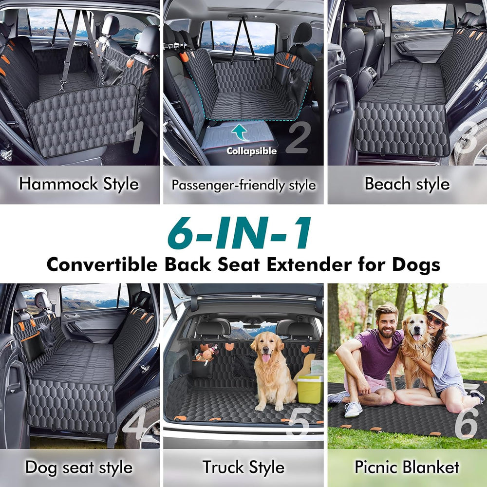 Chumajor L Back Seat Extender for Dogs,Hard Bottom,Waterproof,400 lb,Black