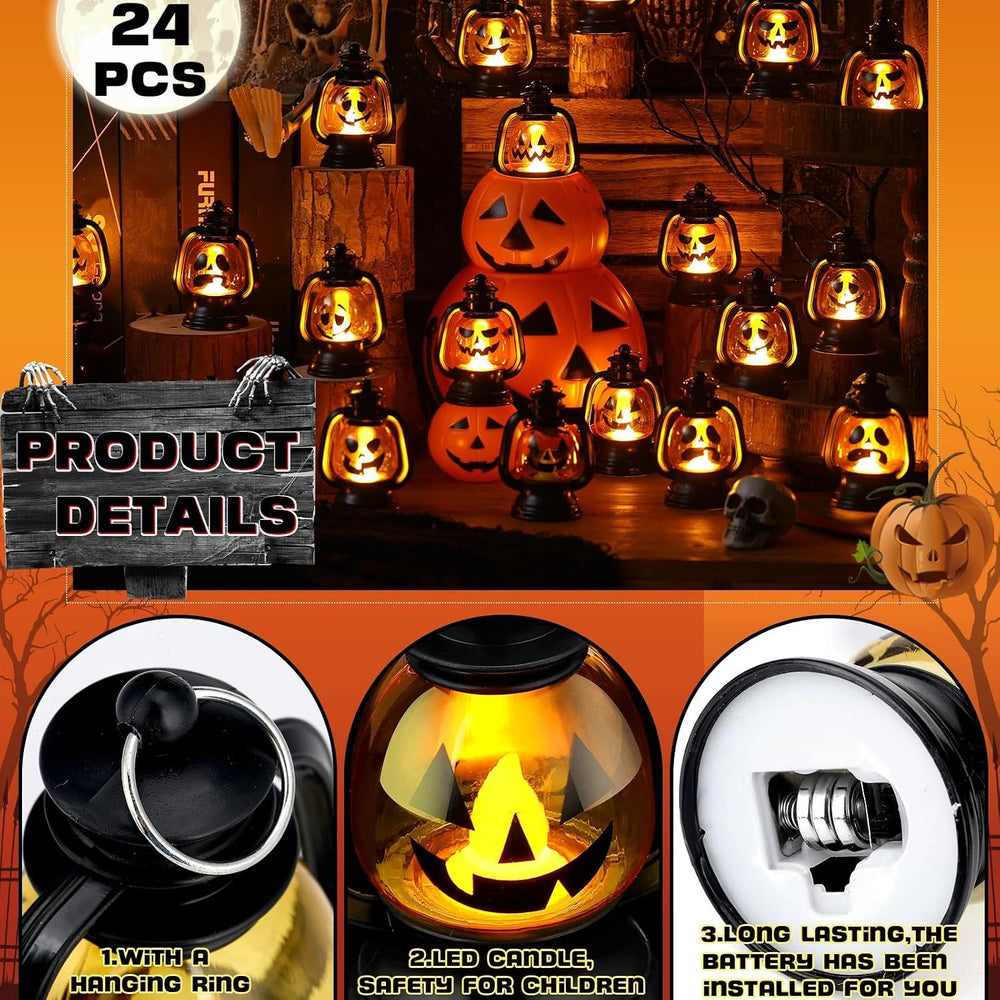 ROCEEI 24 Pcs Halloween Mini Pumpkin Lantern 3.54" Jack O Lantern