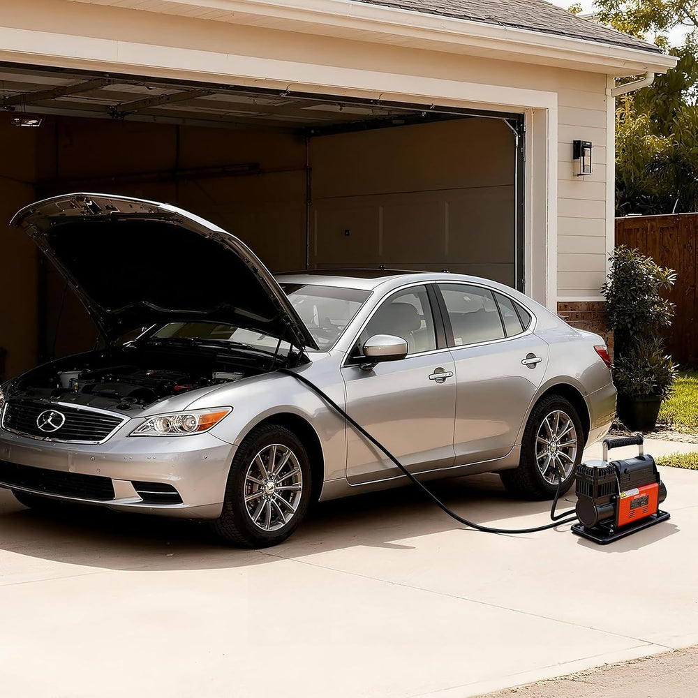 VEVOR 12V Heavy Duty Air Compressor, Auto-Stop Portable Tire Inflator with LC...