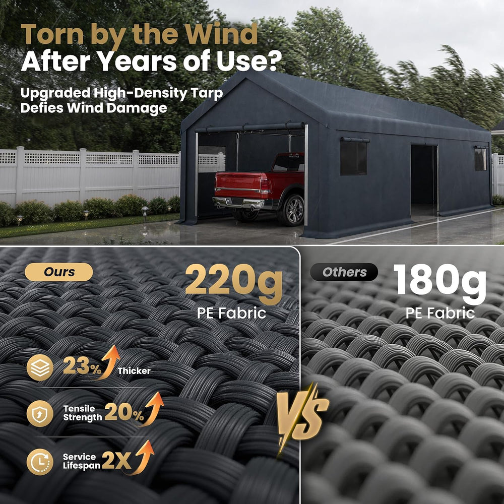 PHI VILLA 13x24ft Portable Garage Carport, Car Tents Storage Shed Canopy