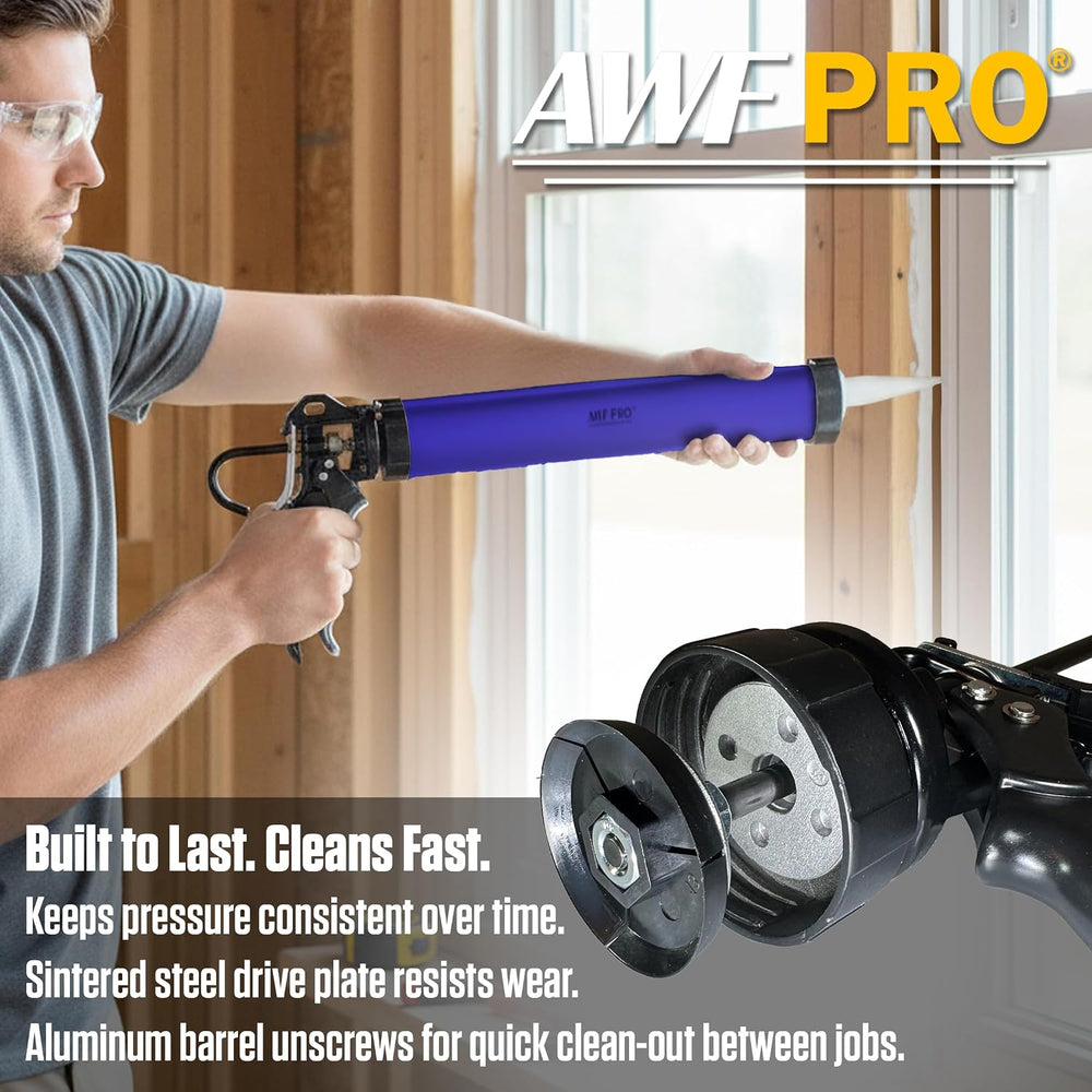 AWF PRO Sausage Caulking Gun 20 oz, 12:1 Thrust Ratio