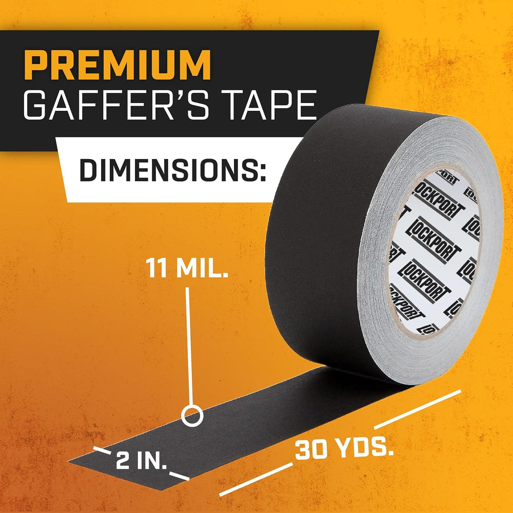 Black Gaffers Tape 2 Inch x 30 Yards - 4 Pack Pro Matte Gaff Tape