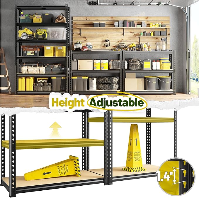 78" H Metal Shelving 6 Tier Garage Shelving Adjustable 2400LBS Storage S...