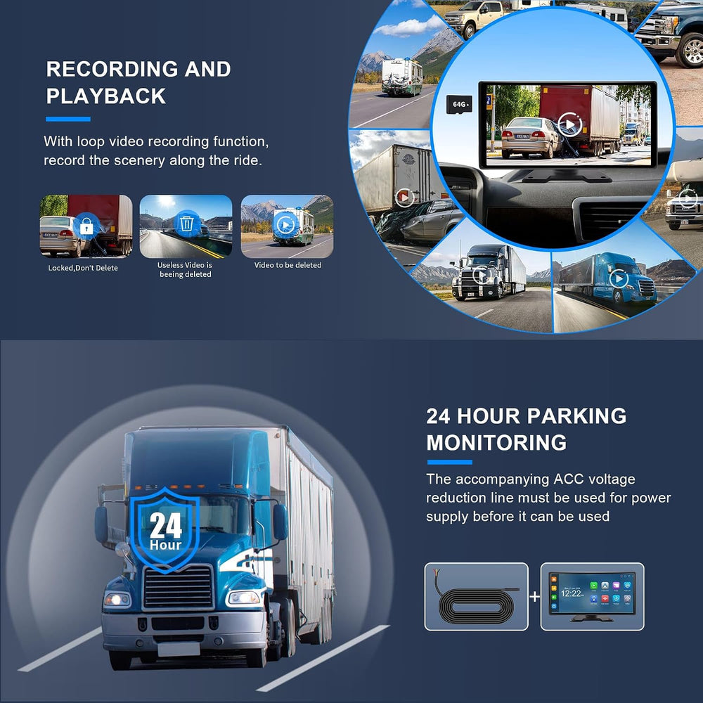 10.36" 4-Channel RV Backup Camera System Carplay & Android Auto