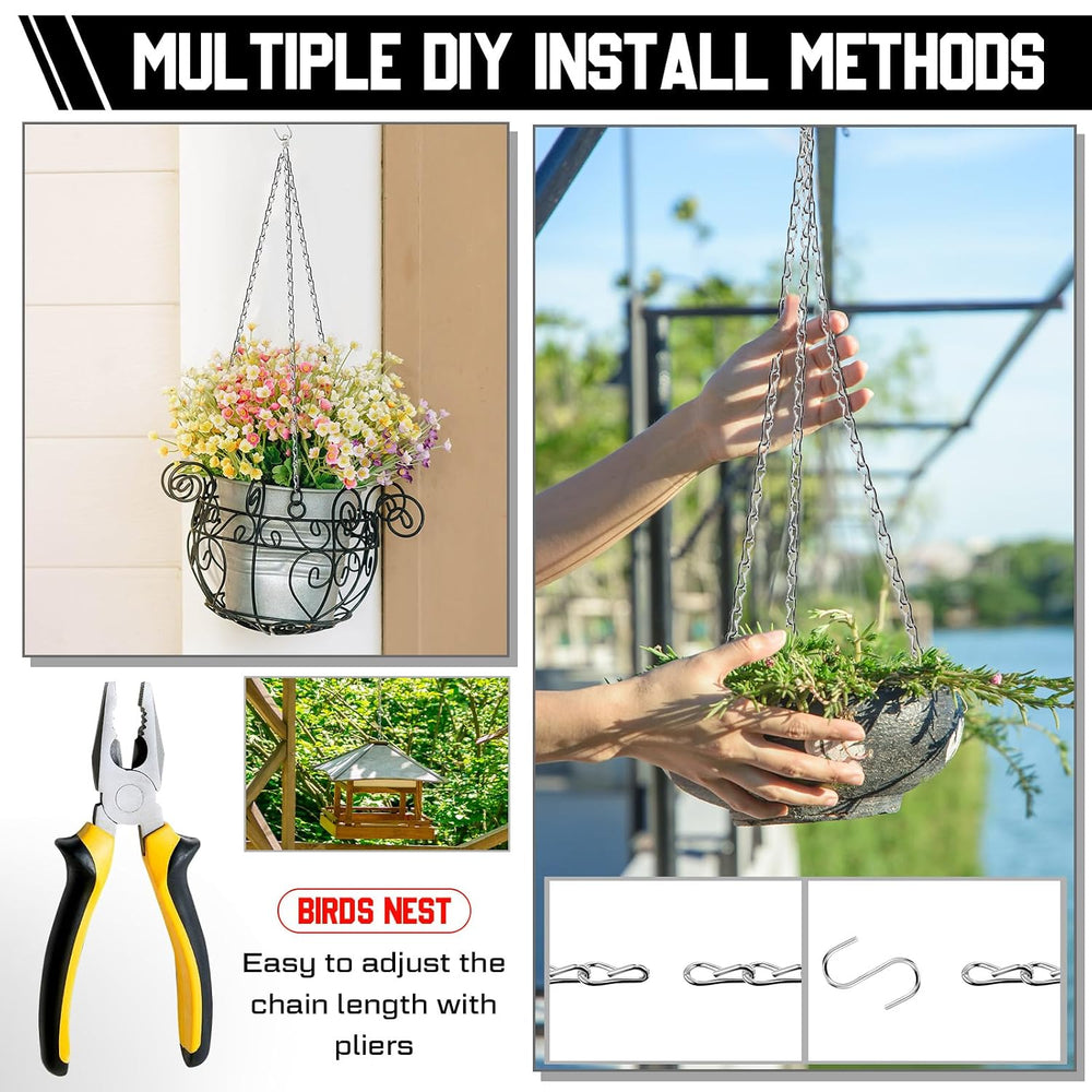 Yaocom 100ft Silver Hanging Jack Chain with 10 Pcs S Hooks, 2.4mm