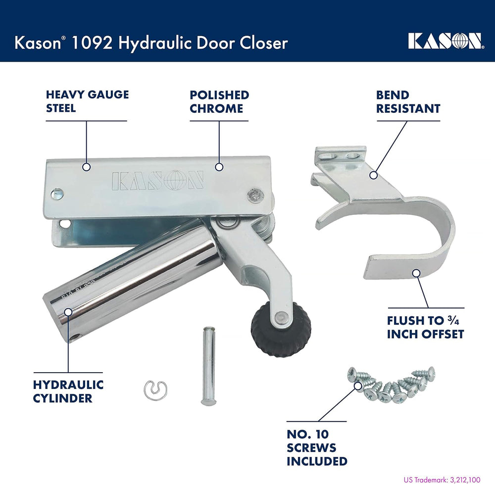 Kason 1092 Hydraulic Door Closer, Flush to 3/4 Inch Offset